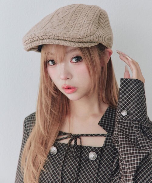 OLIVE des OLIVE(オリーブデオリーブ)の「ハートケーブルハンチング(ハンチング/ベレー帽・レディース・グレー/ベージュ・FREE)」の18枚目の写真