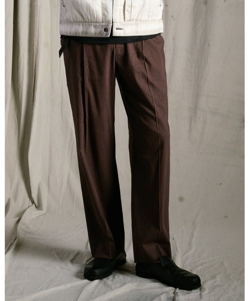 wjk(ダヴルジェイケイ)の「viscose linen semi-wide slacks(スラックス・メンズ・ブラウン/スミクロ・X-LARGE/LARGE/MEDIUM/SMALL)」の2枚目の写真