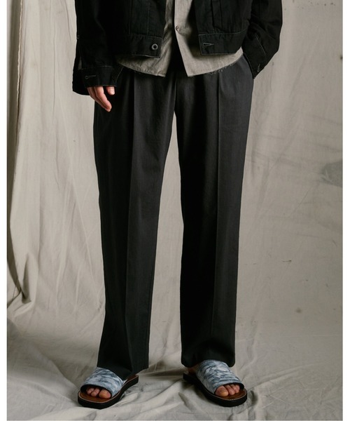 wjk(ダヴルジェイケイ)の「viscose linen semi-wide slacks(スラックス・メンズ・ブラウン/スミクロ・X-LARGE/LARGE/MEDIUM/SMALL)」の1枚目の写真