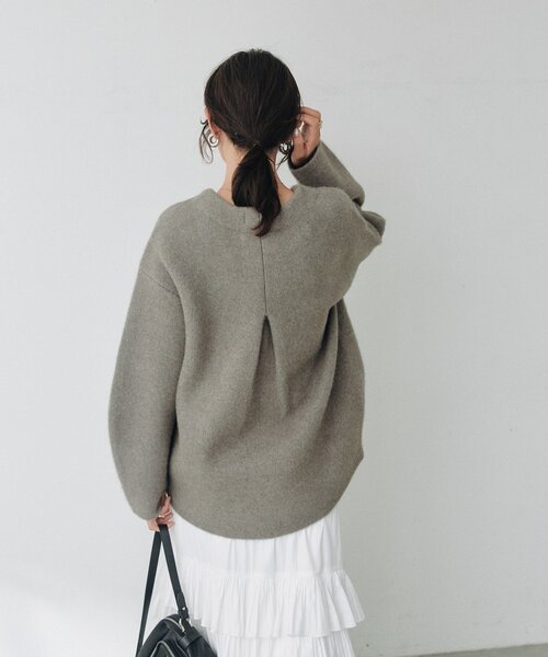 RIVE DROITE(リヴドロワ)の「ヘアリーウールノーカラージャケット(オフィスカジュアル/秋服/冬服)(ノーカラージャケット・レディース・グレー系その他/ライトベージュ・FREE)」の20枚目の写真