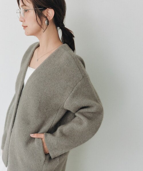 RIVE DROITE(リヴドロワ)の「ヘアリーウールノーカラージャケット(オフィスカジュアル/秋服/冬服)(ノーカラージャケット・レディース・グレー系その他/ライトベージュ・FREE)」の22枚目の写真