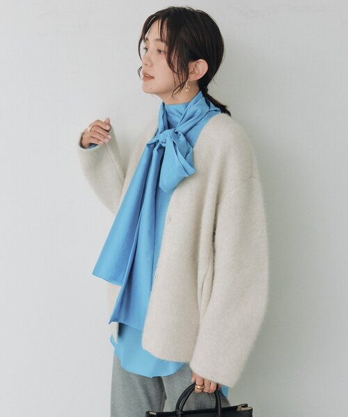 RIVE DROITE(リヴドロワ)の「ヘアリーウールノーカラージャケット(オフィスカジュアル/秋服/冬服)(ノーカラージャケット・レディース・グレー系その他/ライトベージュ・FREE)」の16枚目の写真
