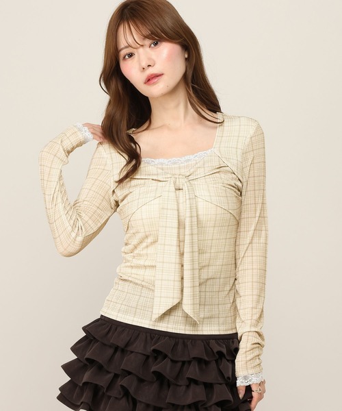 Heather(ヘザー)の「レーストリムリボンカットソー 1077825(Tシャツ/カットソー・レディース・ブラック/アイボリー/ベージュ系・FREE)」の16枚目の写真