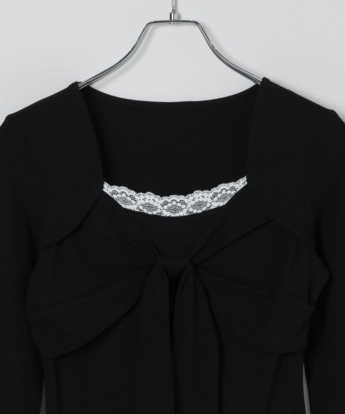 Heather(ヘザー)の「レーストリムリボンカットソー 1077825(Tシャツ/カットソー・レディース・ブラック/アイボリー/ベージュ系・FREE)」の12枚目の写真