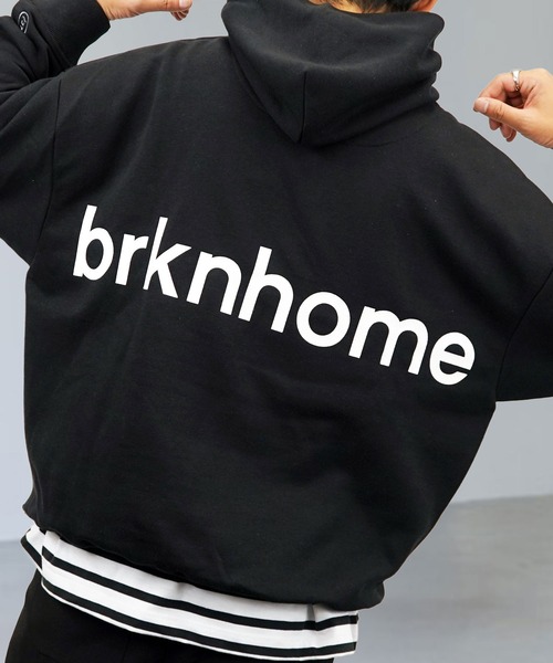 L'atelier(ラトリエ)の「【brknhome】バックプリント グラフィック パーカー ヘビーウェイト 刺繍 ロゴ ポケット(パーカー・メンズ・ブラック・L/M)」の7枚目の写真