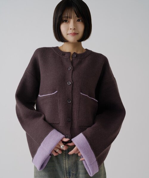goocy(グーシー)の「アルパカタッチダブルフェイスカーデ(カーディガン/ボレロ・レディース・ブラウン/アイボリー/ブラック・FREE)」の3枚目の写真