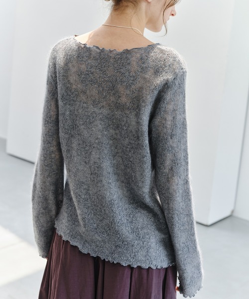 tageechita(タジチタ)の「【tageechita】透かしジャカード ウールシルクニットトップス(Tシャツ/カットソー・レディース・グレー/ライトグレー/アイボリー・FREE)」の8枚目の写真