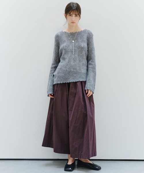 tageechita(タジチタ)の「【tageechita】透かしジャカード ウールシルクニットトップス(Tシャツ/カットソー・レディース・グレー/ライトグレー/アイボリー・FREE)」の9枚目の写真