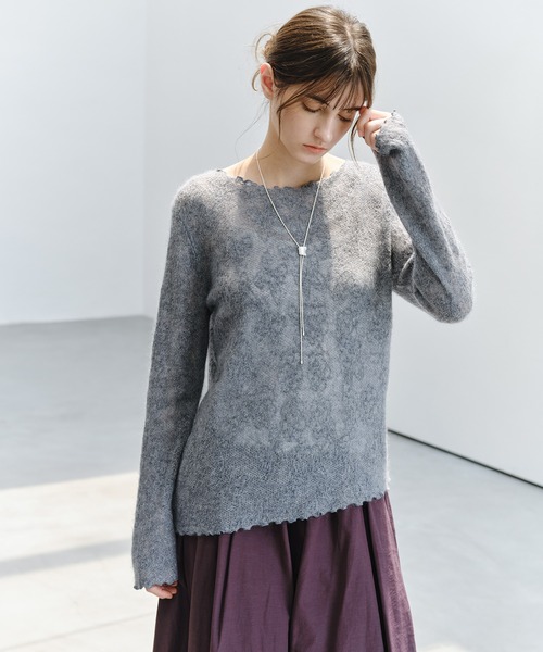 tageechita(タジチタ)の「【tageechita】透かしジャカード ウールシルクニットトップス(Tシャツ/カットソー・レディース・グレー/ライトグレー/アイボリー・FREE)」の16枚目の写真