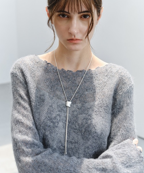 tageechita(タジチタ)の「【tageechita】透かしジャカード ウールシルクニットトップス(Tシャツ/カットソー・レディース・グレー/ライトグレー/アイボリー・FREE)」の17枚目の写真
