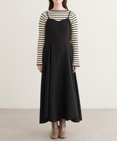 natural couture(ナチュラルクチュール)の「三角マチラッフルキャミワンピース(ワンピース・レディース・ブラック/モカ/ドット/ベージュ・FREE)」の12枚目の写真