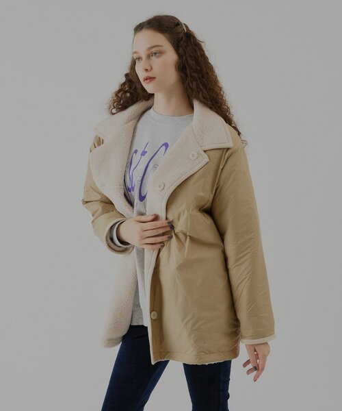 WHIMSIC(ウィムジック)の「【UNISEX】ボアフリースカーコート(その他アウター・レディース・ブラック/アイボリー・FREE)」の12枚目の写真
