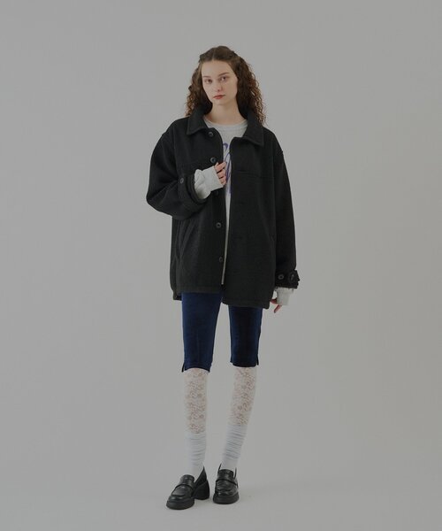 WHIMSIC(ウィムジック)の「【UNISEX】ボアフリースカーコート(その他アウター・レディース・ブラック/アイボリー・FREE)」の22枚目の写真