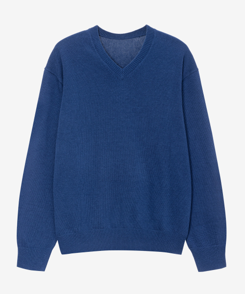 MINDBRIDGE（マインドブリッジ）の「[COUTURE] ウール混紡 Vネック セミオーバーサイズ ニット - 2color（ニット/セーター・メンズ・ライトグレー/ブルー・100/105/110/95）」の3枚目の写真