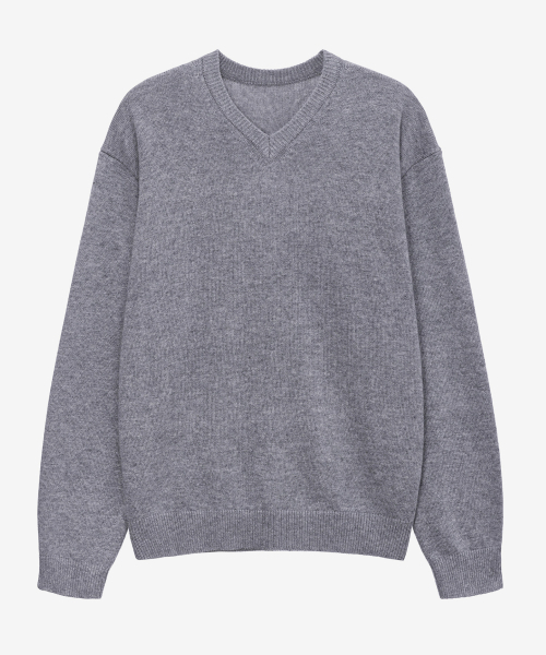 MINDBRIDGE（マインドブリッジ）の「[COUTURE] ウール混紡 Vネック セミオーバーサイズ ニット - 2color（ニット/セーター・メンズ・ライトグレー/ブルー・100/105/110/95）」の11枚目の写真