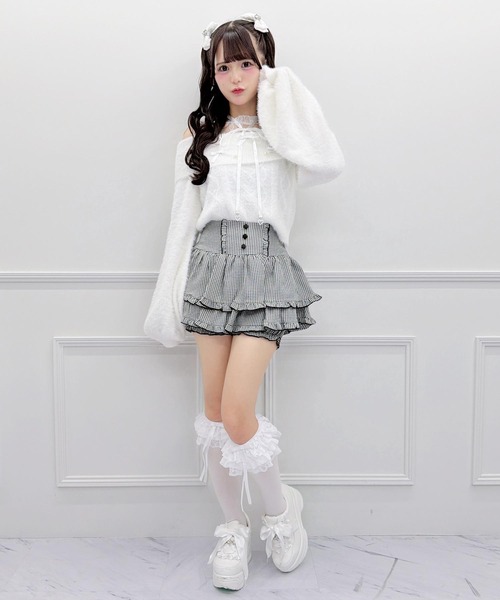 MA*RS（アメーバーマーズ）の「リボン＆パールケーブルオフショルニット（ニット/セーター・レディース・ブラック/ホワイト/ピンク・FREE）」の6枚目の写真
