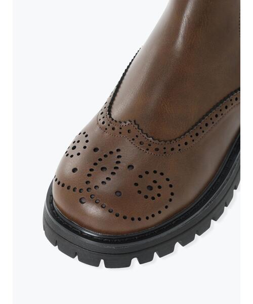 Samansa Mos2（サマンサ モスモス）の「ウィングチップサイドゴアブーツ《S／XL WEB限定サイズ》（ブーツ・レディース・ブラウン/ブラック・L/M）」の14枚目の写真
