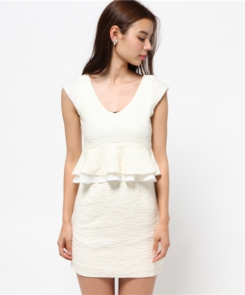 rienda（リエンダ）の「ツィードペプラムOP（ワンピース・レディース・ミント/ホワイト・SMALL/MEDIUM）」の3枚目の写真