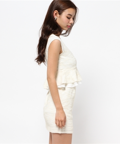 rienda（リエンダ）の「ツィードペプラムOP（ワンピース・レディース・ミント/ホワイト・SMALL/MEDIUM）」の7枚目の写真