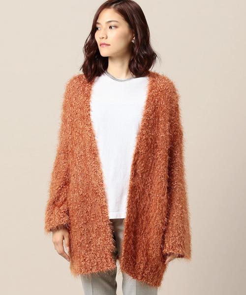 Torrazzo Donna(トラッゾドンナ)の「<TORRAZZO DONNA>フェザーヤーン カーディガン◆(カーディガン/ボレロ・レディース・グレー/オレンジ系その他・FREE)」の4枚目の写真