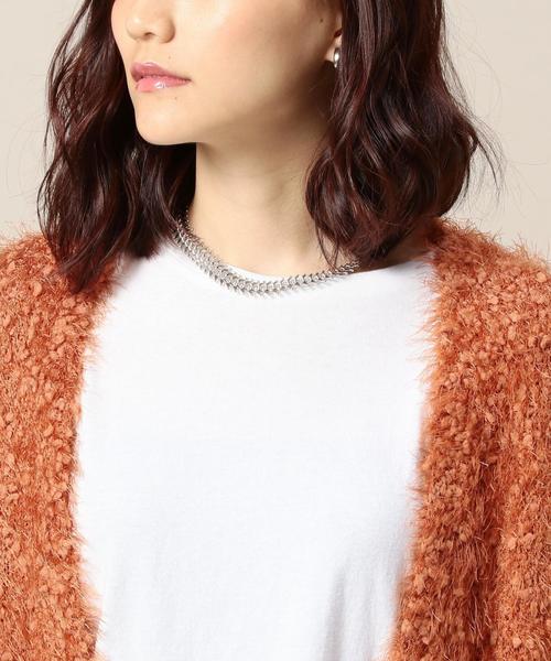 Torrazzo Donna(トラッゾドンナ)の「<TORRAZZO DONNA>フェザーヤーン カーディガン◆(カーディガン/ボレロ・レディース・グレー/オレンジ系その他・FREE)」の8枚目の写真