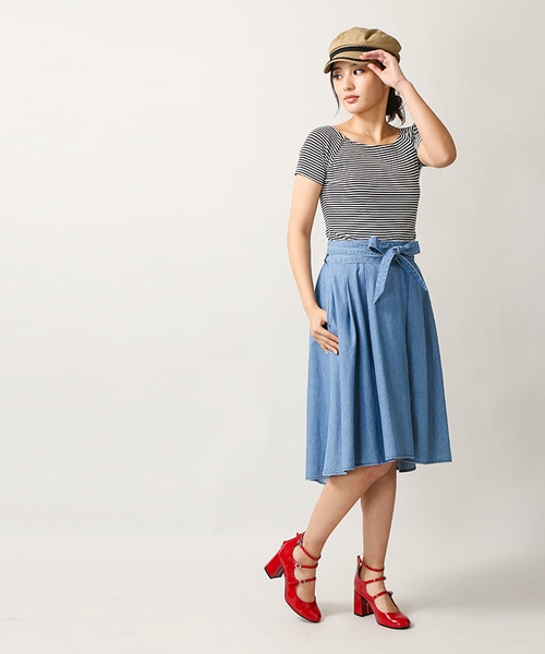 WEGO（ウィゴー）の「WEGO/サッシュベルト付きイレヘムスカート（スカート・レディース・レッド/オレンジ系その他/インディゴブルー/イエロー・LARGE/MEDIUM）」の13枚目の写真