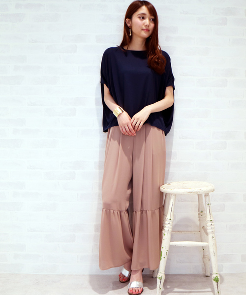 N.(N. Natural Beauty Basic)(エヌエヌナチュラルビューティーベーシック)の「ギャザーフレアワイドパンツ(その他パンツ・レディース・ブラック/ベージュ/オレンジ・MEDIUM)」の17枚目の写真