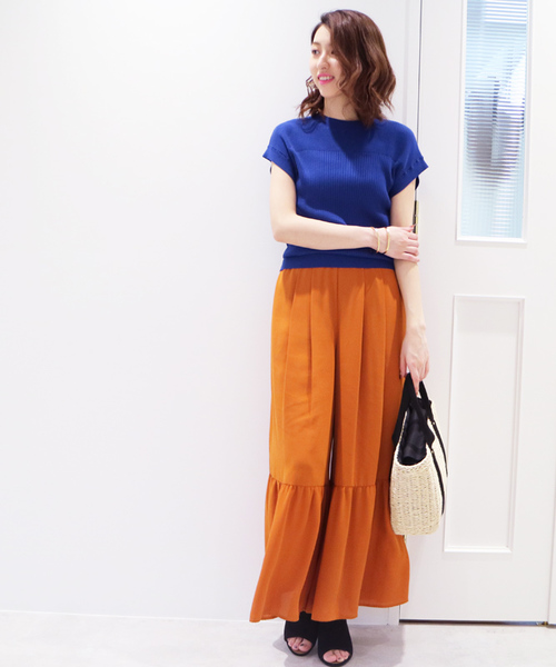 N.(N. Natural Beauty Basic)(エヌエヌナチュラルビューティーベーシック)の「ギャザーフレアワイドパンツ(その他パンツ・レディース・ブラック/ベージュ/オレンジ・MEDIUM)」の13枚目の写真