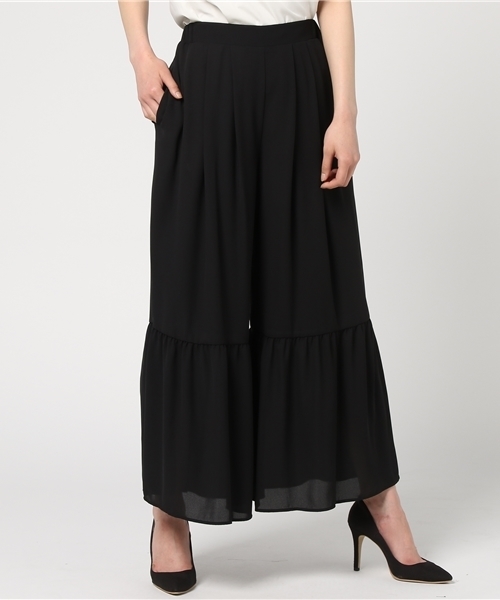 N.(N. Natural Beauty Basic)(エヌエヌナチュラルビューティーベーシック)の「ギャザーフレアワイドパンツ(その他パンツ・レディース・ブラック/ベージュ/オレンジ・MEDIUM)」の1枚目の写真