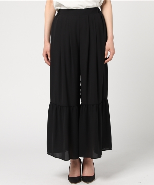 N.(N. Natural Beauty Basic)(エヌエヌナチュラルビューティーベーシック)の「ギャザーフレアワイドパンツ(その他パンツ・レディース・ブラック/ベージュ/オレンジ・MEDIUM)」の4枚目の写真