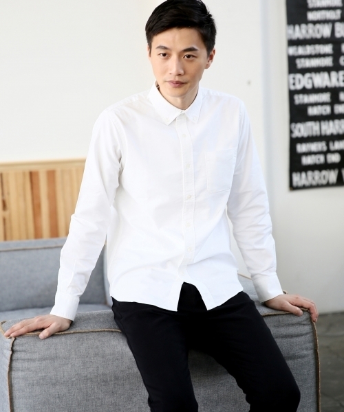 GLOBAL WORK（グローバルワーク）の「OXFORDシャツ長袖/759130 （シャツ/ブラウス・メンズ・ネイビー/ブルー/ホワイト/ワインレッド/グリーン・SMALL/LARGE/X-LARGE/MEDIUM）」の2枚目の写真