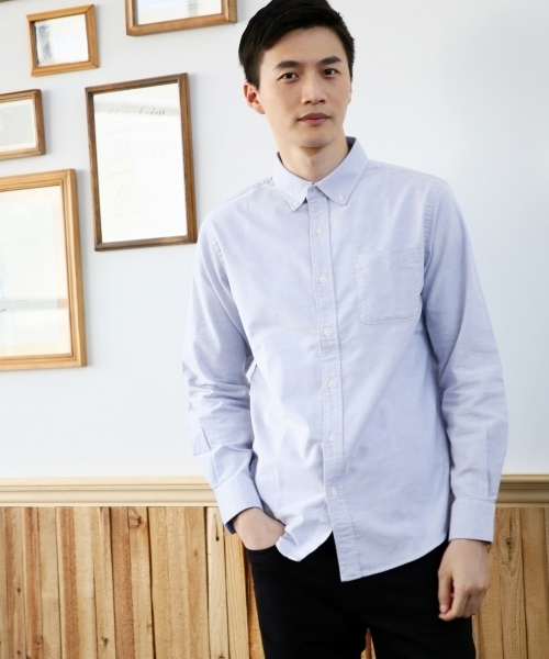 GLOBAL WORK（グローバルワーク）の「OXFORDシャツ長袖/759130 （シャツ/ブラウス・メンズ・ネイビー/ブルー/ホワイト/ワインレッド/グリーン・SMALL/LARGE/X-LARGE/MEDIUM）」の5枚目の写真