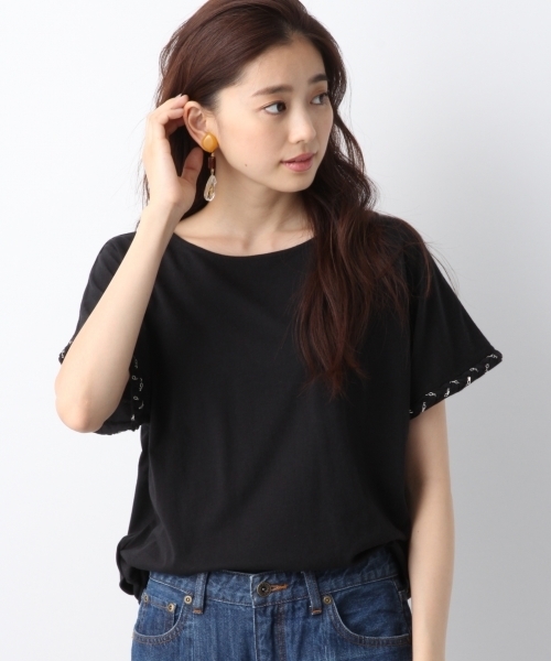 LEPSIM（レプシィム）の「ソデツイストチェーンプルオーバーSS　761974（Tシャツ/カットソー・レディース・オフホワイト/グレー/ブラック・FREE）」の2枚目の写真