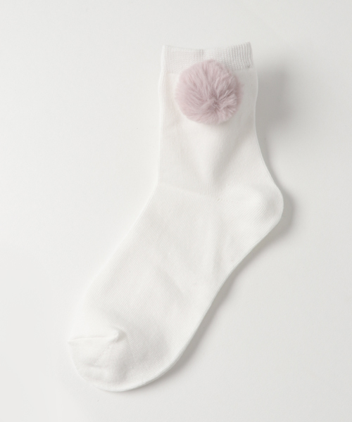 WEGO（ウィゴー）の「WEGO/ポンポンソックス（ソックス/靴下・レディース・ホワイト/ライトパープル/ライトピンク/ブラック・FREE）」の3枚目の写真