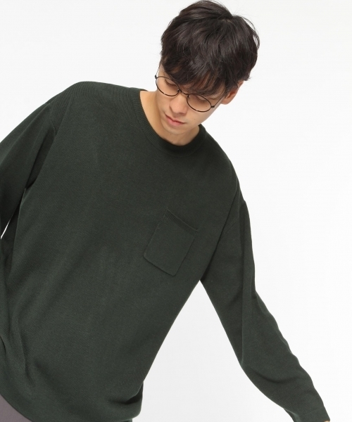 LAKOLE（ラコレ）の「【マシーンウォッシャブル】アクリル総針BIGニット / LAKOLE（ニット/セーター・メンズ・ブラック/グリーン/ボルドー/チャコール・MEDIUM/LARGE）」の3枚目の写真