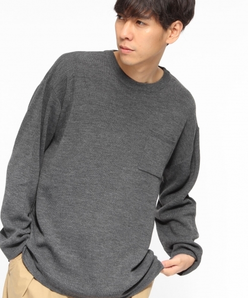 LAKOLE（ラコレ）の「【マシーンウォッシャブル】アクリル総針BIGニット / LAKOLE（ニット/セーター・メンズ・ブラック/グリーン/ボルドー/チャコール・MEDIUM/LARGE）」の2枚目の写真