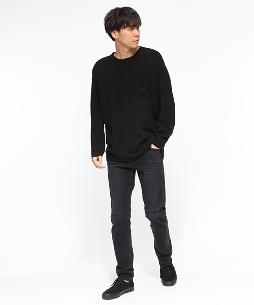 LAKOLE（ラコレ）の「【マシーンウォッシャブル】アクリル総針BIGニット / LAKOLE（ニット/セーター・メンズ・ブラック/グリーン/ボルドー/チャコール・MEDIUM/LARGE）」の12枚目の写真