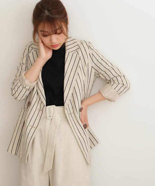 FREE'S MART（フリーズマート）の「◇綿麻ストライプWジャケット