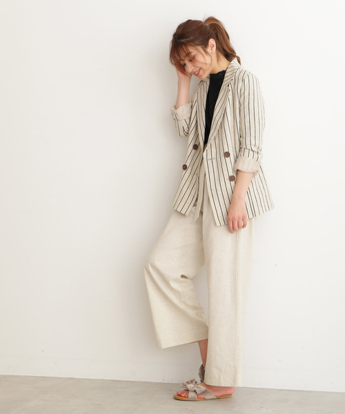 FREE'S MART(フリーズマート)の「◆綿麻ストライプWジャケット【セットアップ対応商品】(テーラードジャケット・レディース・ホワイト系その他/ベージュ系その他・SMALL/MEDIUM)」の13枚目の写真