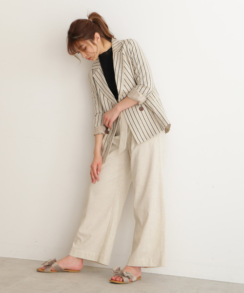 FREE'S MART(フリーズマート)の「◆綿麻ストライプWジャケット【セットアップ対応商品】(テーラードジャケット・レディース・ホワイト系その他/ベージュ系その他・SMALL/MEDIUM)」の11枚目の写真