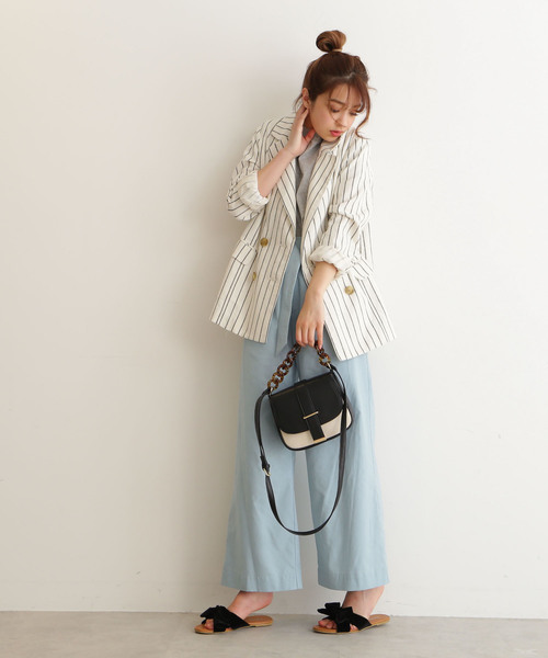 FREE'S MART(フリーズマート)の「◆綿麻ストライプWジャケット【セットアップ対応商品】(テーラードジャケット・レディース・ホワイト系その他/ベージュ系その他・SMALL/MEDIUM)」の8枚目の写真