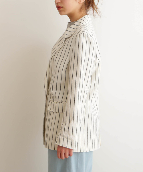 FREE'S MART(フリーズマート)の「◆綿麻ストライプWジャケット【セットアップ対応商品】(テーラードジャケット・レディース・ホワイト系その他/ベージュ系その他・SMALL/MEDIUM)」の14枚目の写真