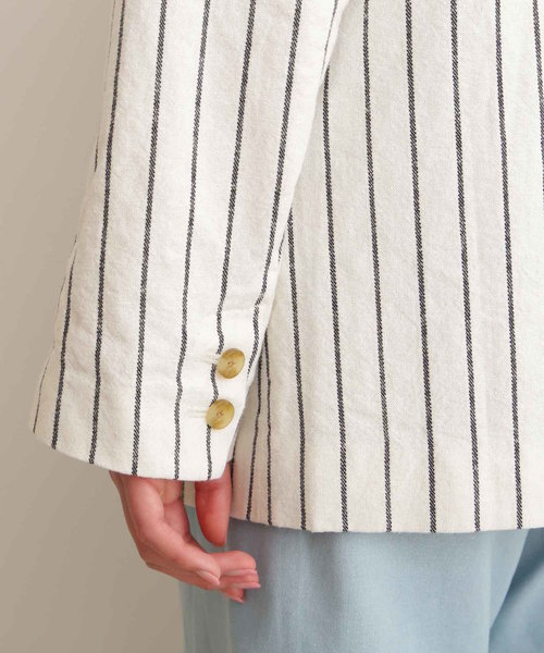 FREE'S MART(フリーズマート)の「◆綿麻ストライプWジャケット【セットアップ対応商品】(テーラードジャケット・レディース・ホワイト系その他/ベージュ系その他・SMALL/MEDIUM)」の12枚目の写真