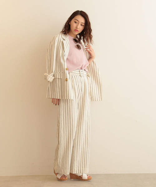 FREE'S MART(フリーズマート)の「◆綿麻ストライプWジャケット【セットアップ対応商品】(テーラードジャケット・レディース・ホワイト系その他/ベージュ系その他・SMALL/MEDIUM)」の22枚目の写真