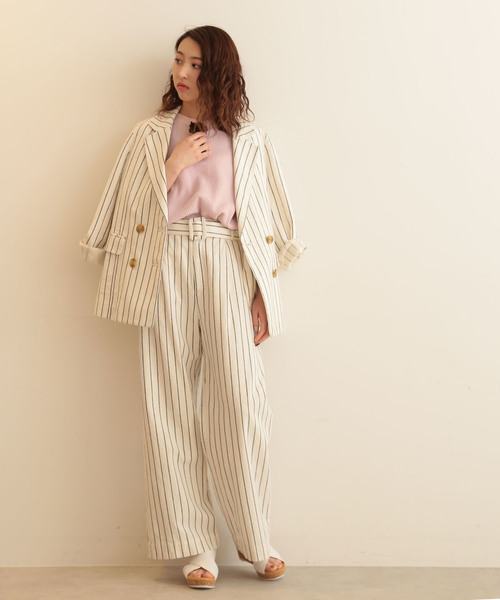 FREE'S MART(フリーズマート)の「◆綿麻ストライプWジャケット【セットアップ対応商品】(テーラードジャケット・レディース・ホワイト系その他/ベージュ系その他・SMALL/MEDIUM)」の20枚目の写真