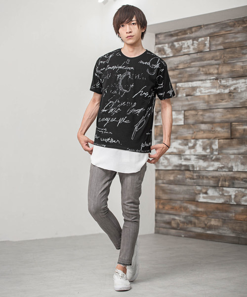 MinoriTY（マイノリティ）の「総柄Ｔシャツ（Tシャツ/カットソー・メンズ・ホワイト系その他/ブラック系その他/ホワイト系その他2/ブラック系その他2/ホワイト系その他3/ベージュ系その他/ホワイト系その他4/ブルー系その他・M/L）」の13枚目の写真