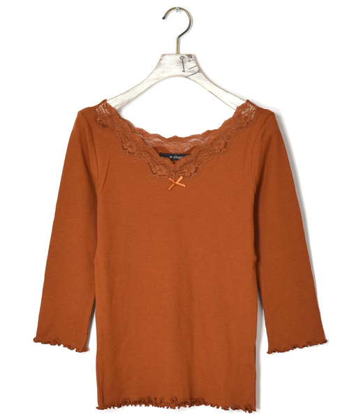 w closet（ダブルクローゼット）の「レース付きVネック7分丈