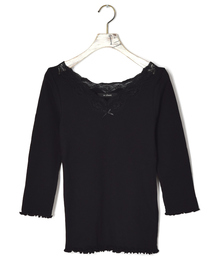 w closet | レース付きVネック７分丈プルオーバー(Tシャツ/カットソー)