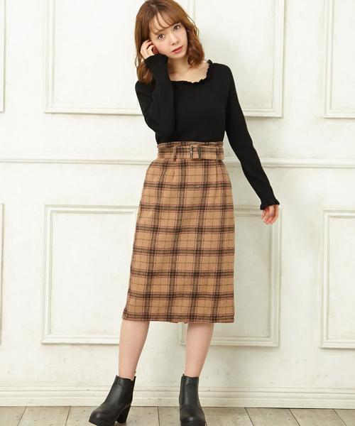 Ingni イング の シャギーチェック柄ナロー スカート スカート Wear