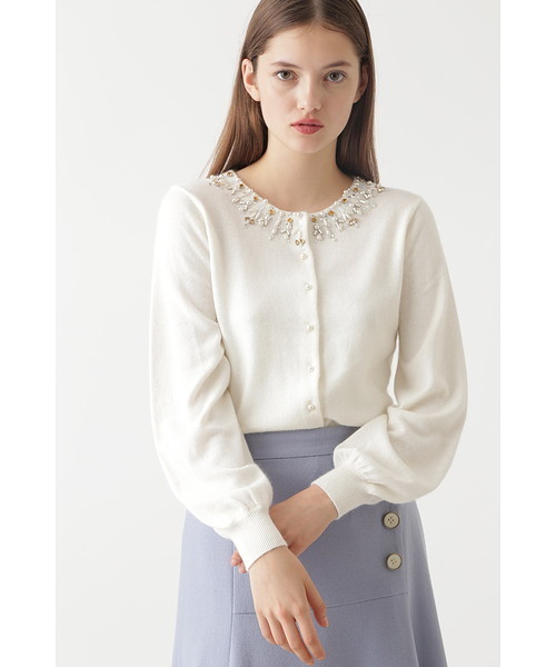 JILL STUART（ジルスチュアート）の「◆ ナタールニットカーディガン（カーディガン/ボレロ・レディース・ブラック/ホワイト/ライトグリーン・FREE）」の2枚目の写真